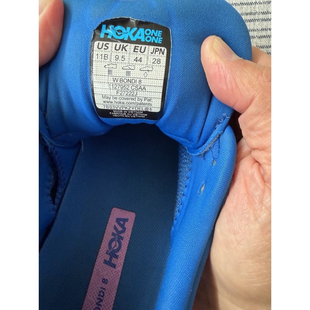 HOKA Bondi 8 Womens 11B Coastal Sky Blue Pink Running Shoes 1127952-CSAA - Picture 9 of 12